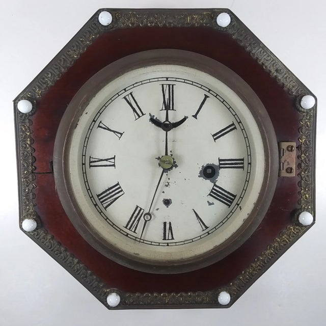 Mid19th Century Jerome & Co. 30Hour Marine Octagon Clock With Brass