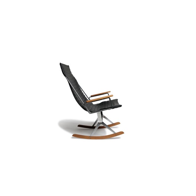 Gerald McCabe for Brown Saltman Steel and Walnut Mid-Century Rocking Chair, Attributed For Sale - Image 4 of 12