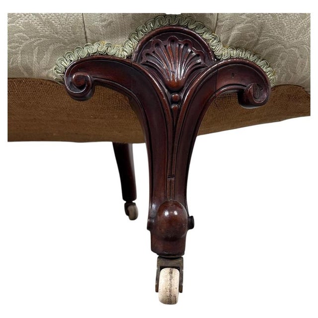 Antique 19th Century English Victorian Mahogany Button-Back Settee For Sale - Image 10 of 11