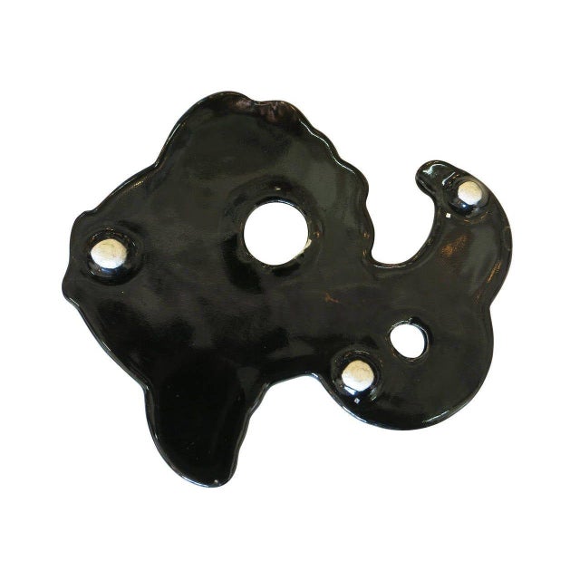 Ceramic Mid-Century Ceramic Black & Gold Plaster Aquatic Angelfish Wall Art, Set of 4 For Sale - Image 7 of 9