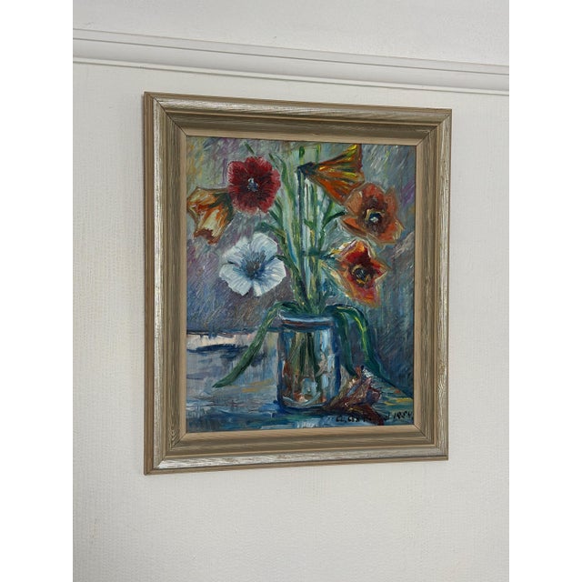 A. Åslund, Flower Still Life, 1954, Oil on Panel, Framed For Sale - Image 11 of 18