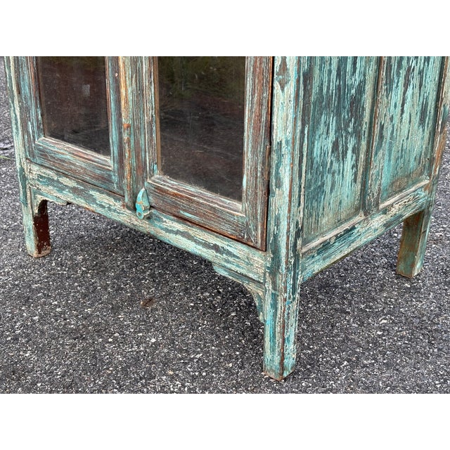 Early 20th Century. Artisan Painted Two Door Display Cabinet For Sale - Image 13 of 14