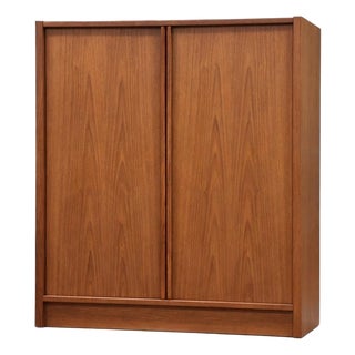 1970s Danish Modern Teak Armoire Dresser For Sale