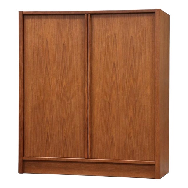 1970s Danish Modern Teak Armoire Dresser For Sale