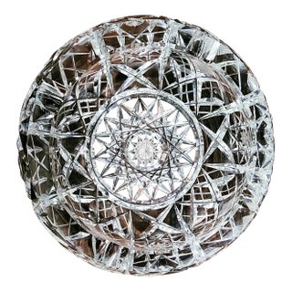 Decorative Large Deep Cut Fine Crystal Round Bowl For Sale