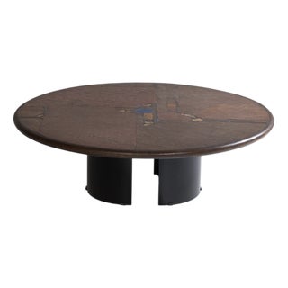 Coffee Table with Agate in Slate and Brass by Paul Kingma, 1997 For Sale