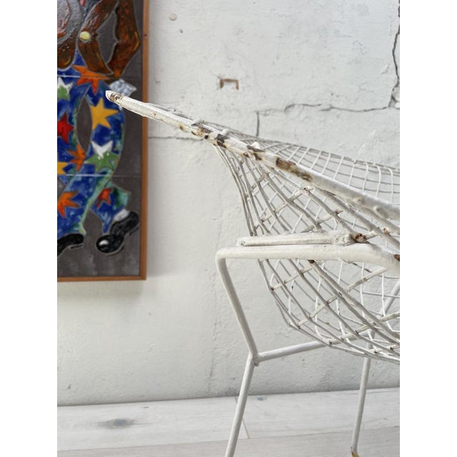 Set of White Patted Mesh Metal Armchairs For Sale - Image 14 of 18