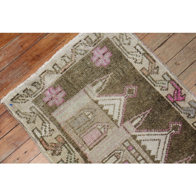 Asian Antique Vintage Turkish Mosque Pictorial Rug - 1'7" x 2'8" For Sale - Image 3 of 5