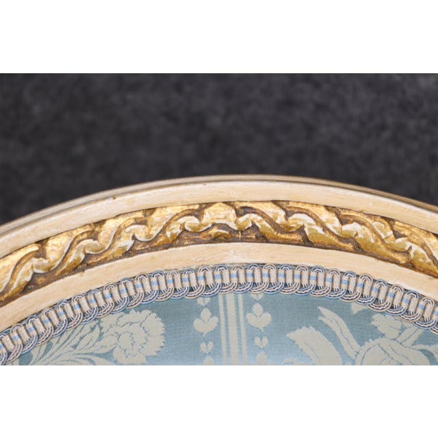 Cream Set 10 French Louis XVI Style Parcel Gilt Dining Chairs. For Sale - Image 8 of 16