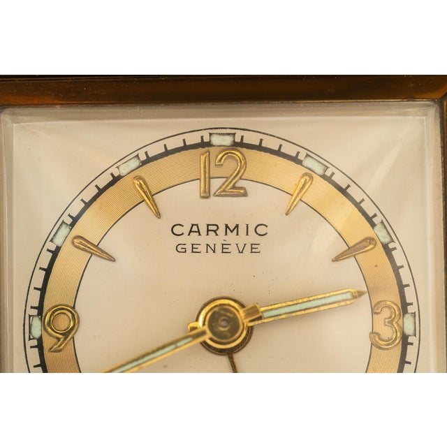 Swiss Watch Table Clock Carmic Geneve 7 Jewels, 1950s For Sale - Image 14 of 16