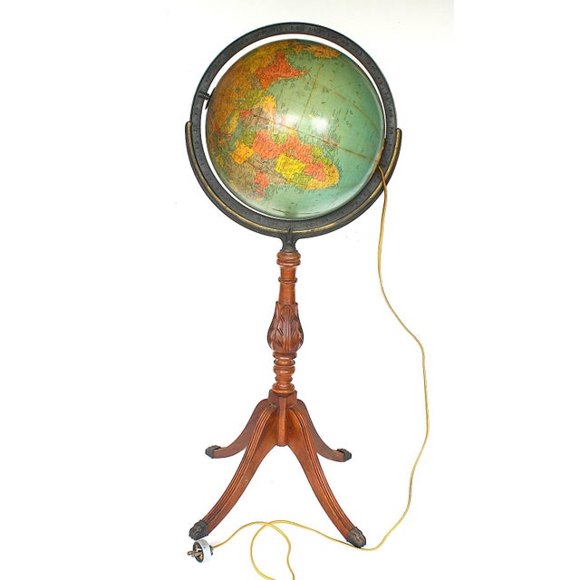 Vintage 1940s World Globe on Duncan Phyffe Style Floor Stand For Sale - Image 9 of 17