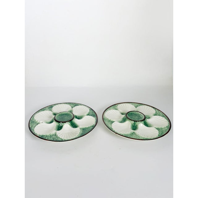 Majolica Oyster Plates, France, 1920s, Set of 2 For Sale - Image 3 of 9