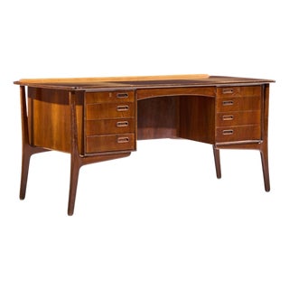 Svend Madsen Mid Century Danish Teak Curved Desk For Sale