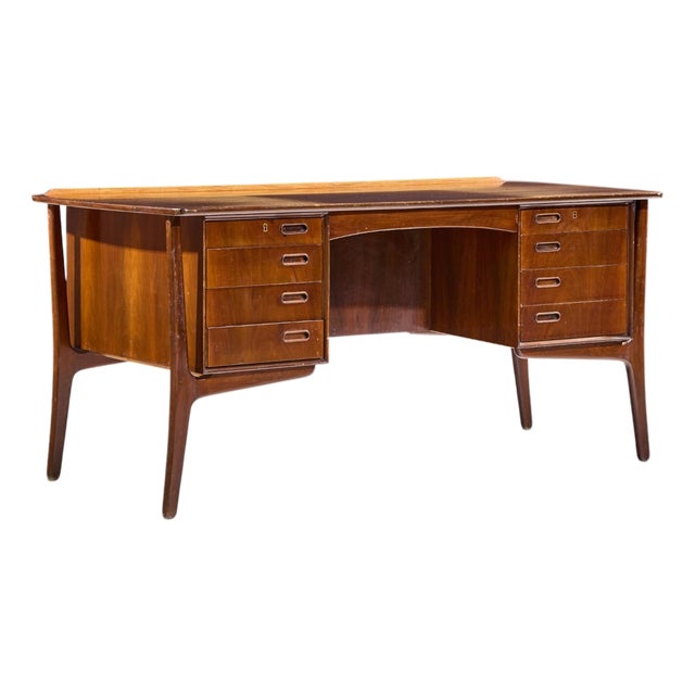 Svend Madsen Mid Century Danish Teak Curved Desk For Sale