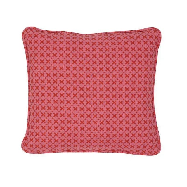 Schumacher Elias 18" Pillow in Red & Pink For Sale In Charlotte - Image 6 of 6