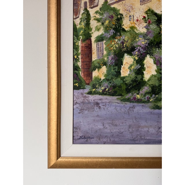 1980s Fred Dettmann (1945–2022) German-American Impressionist European Cottage Landscape Oil on Masonite Painting For Sale - Image 9 of 13