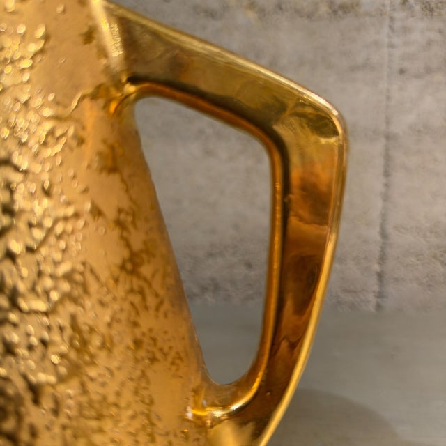 Vintage Mid-Century Modern 22k Weeping Bright Gold Ceramic Pitcher Le Mieux For Sale - Image 10 of 14