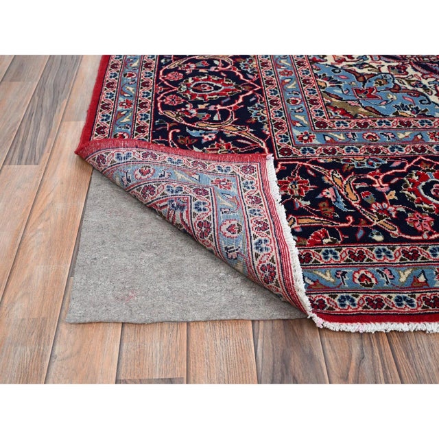 Red 1960 9'6"x13'5" Portia Red Hand Knotted Vibrant Wool Vintage Persian Kashan Clean Rug For Sale - Image 8 of 12