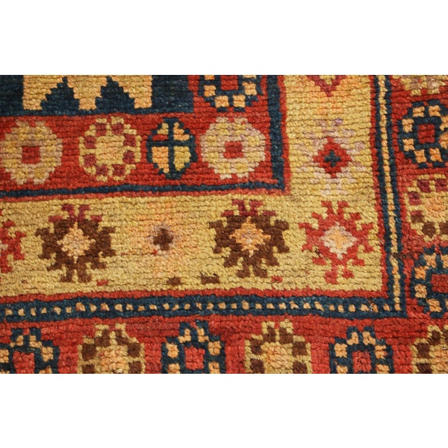 1940s Vintage Samarkand Khotan Traditional Red and Blue Wool Rug For Sale - Image 5 of 6