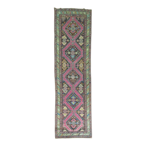 Vintage Karabagh Runner in Bright Pink & Chartreuse