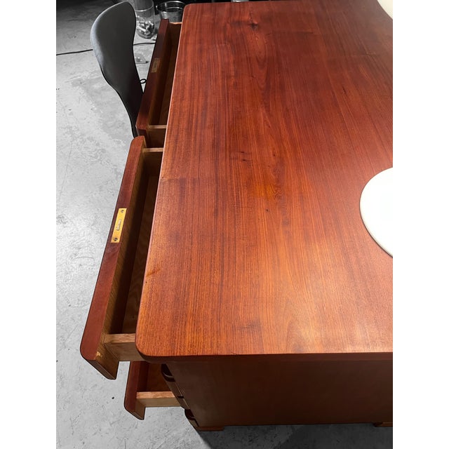 Art Deco Curved Front Desk in Elm, 1930s For Sale - Image 9 of 12