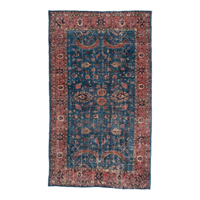 Vintage Distressed Blue Ground Sparta Rug - 5'3" X 9' For Sale