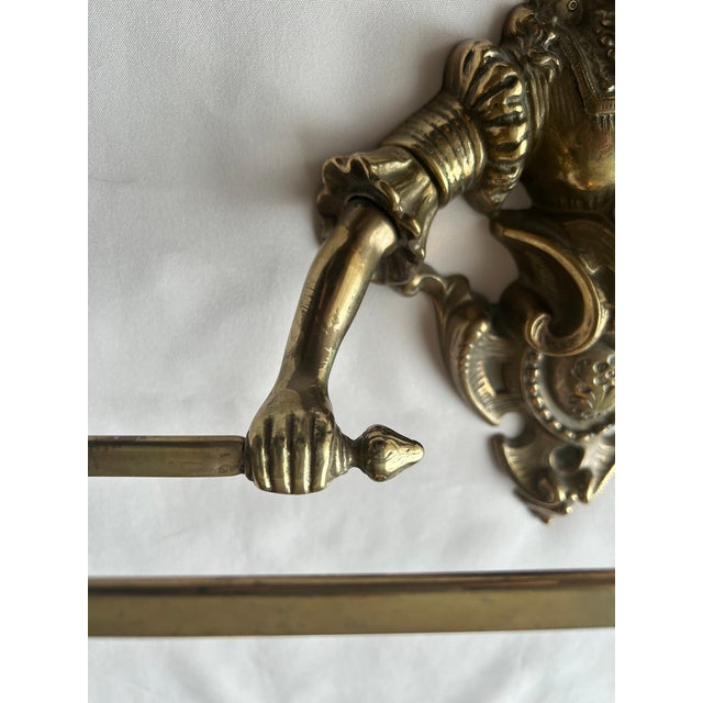 Victorian Brass Casting Figural Wall Mount Towel Bar For Sale In Minneapolis - Image 6 of 14