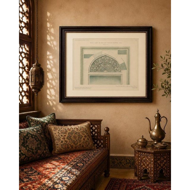 Gold Alexandre M. Raymond, Green Mosque Bursa Window Arch Ornament, 1924, Paper For Sale - Image 8 of 9