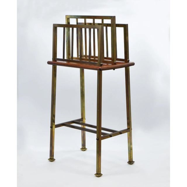 Edwardian Brass & Mahogany Canterbury Newspaper Magazine Rack For Sale - Image 11 of 11