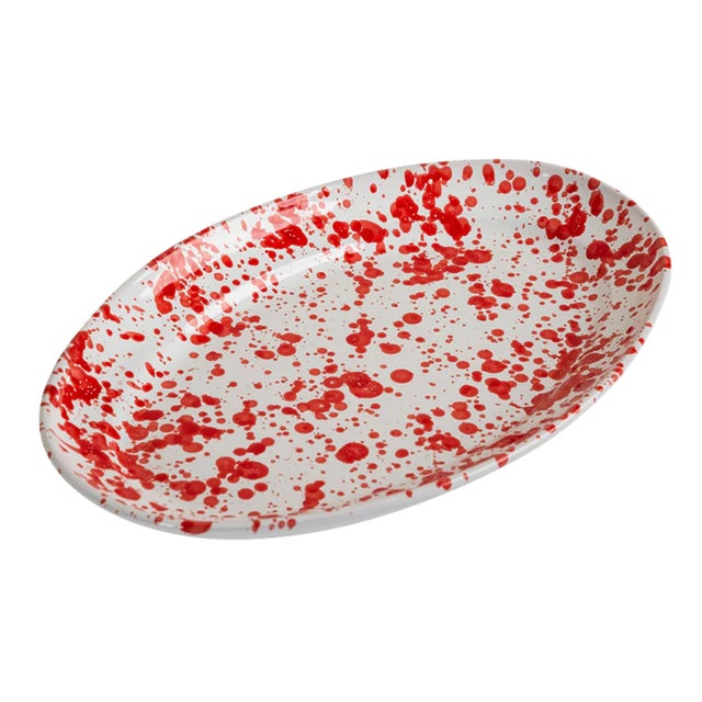Taverna Speckled Oval Platter, Red/White For Sale