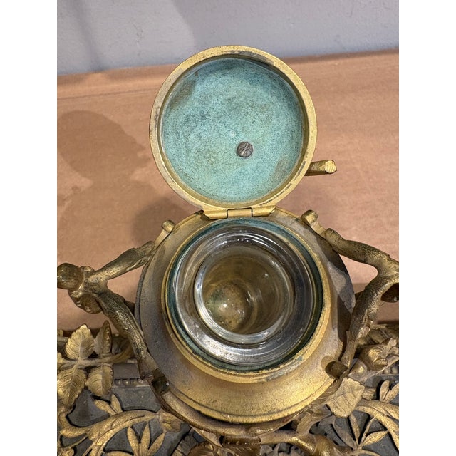 Late 19th Century Antique French Ormolu Inkwell & Stand For Sale - Image 5 of 7