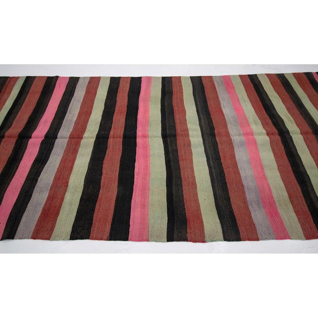 Contemporary 1960s Vintage Striped Turkish Kilim Rug- 4′7″ × 11′7″ For Sale - Image 3 of 7