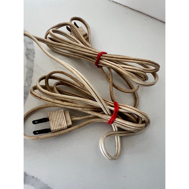 Midcentury Petite Basket Weave Ceramic Lamps- a Pair For Sale - Image 9 of 10