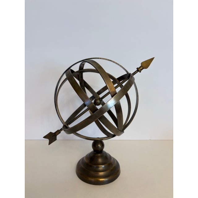 Mid-Century Modern 1980s Heavy Metal Armillary Sphere For Sale - Image 3 of 3