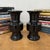 Rustic Black Ceramic Vases with Bold Tiered Silhouette - A Pair For Sale - Image 3 of 10
