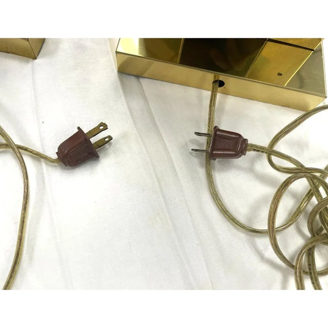 1980s Gold and Black Pierre Cardin Style Metal Table Lamps - a Pair For Sale - Image 9 of 13