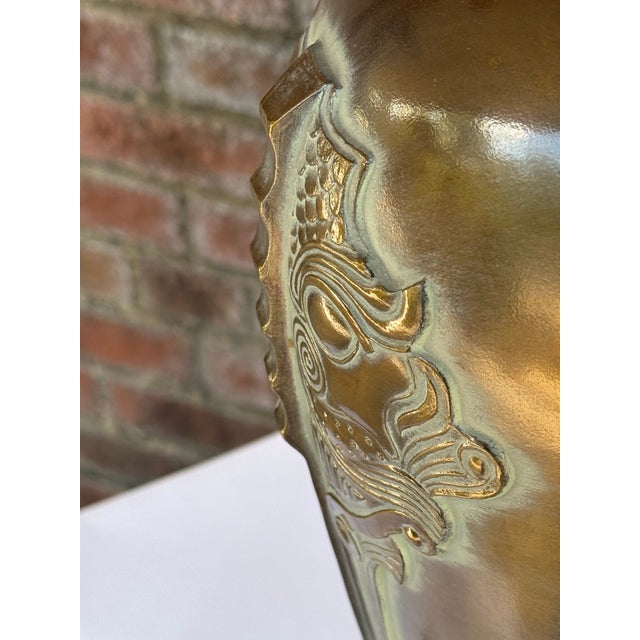 Vintage Frederick Cooper Style Archaic Bronze "Taotie" Lamp | James Mont Era Chinoiserie For Sale - Image 12 of 12