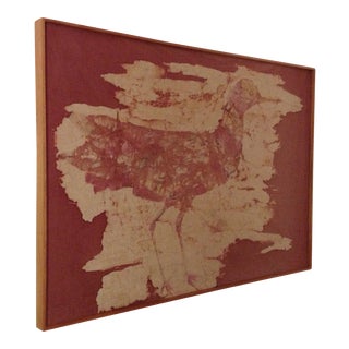 Canadian Mid Century Modern Framed Batik Bird Wall Hanging For Sale