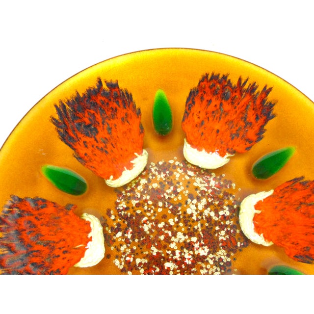 Mid Century Vintage Original Edwards Star Enamel on Copper Plate Dish Exclusively for Gump's San Francisco 15.5" Diameter For Sale - Image 4 of 9