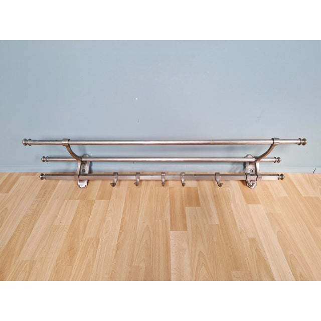 Art Deco Wall-Mounted Coat Rack in Nickel-Plated Brass, 1920s For Sale - Image 3 of 15