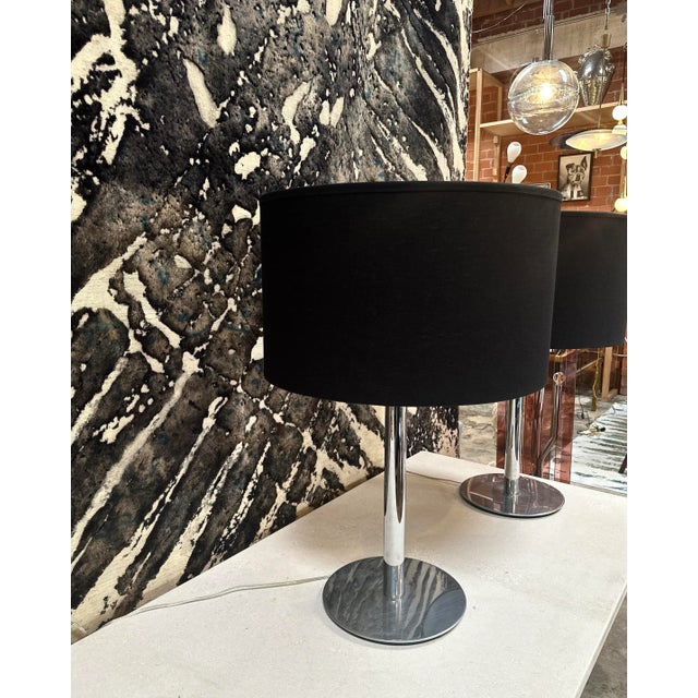 Black Pair of 2 Italian 50's Steel Table Lamps For Sale - Image 8 of 12