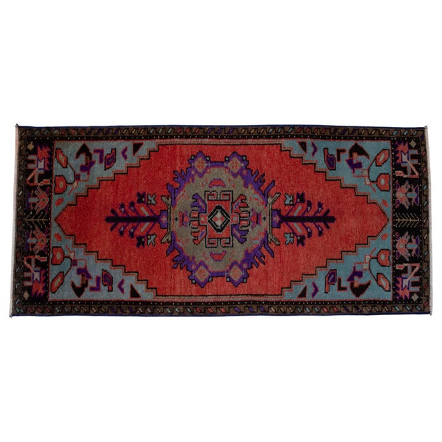 1970s Vintage Hand Knotted Small Rug For Sale - Image 12 of 14