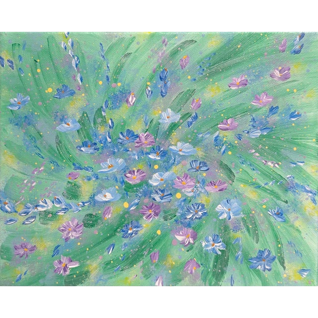 "Flowering 5" Acrylic Painting on 8" X 10" Stretched Canvas - Vibrant Wall Art For Sale - Image 6 of 7