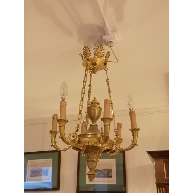 French Empire Gilt Bronze Chandelier For Sale - Image 11 of 11