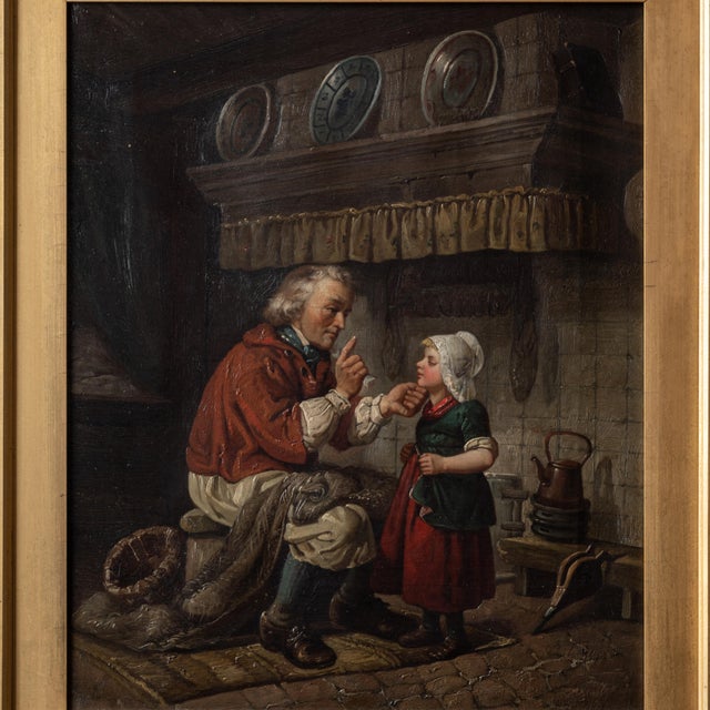A German genre painting depicting a doctor’s visit to a little girl, 19th century. canvas: 17 by 20 ¼ inches frame: 24 by...