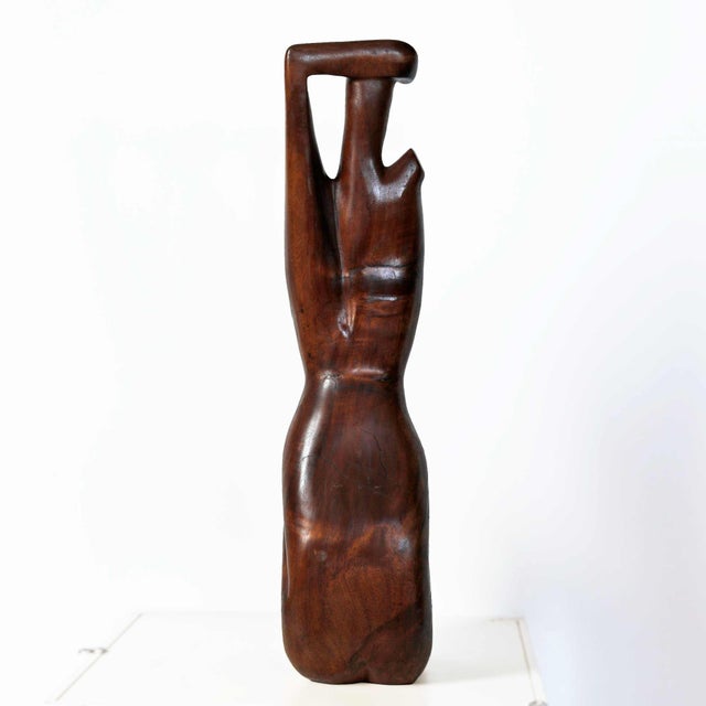 Mid Century Wooden Figure Sculpture For Sale - Image 4 of 7