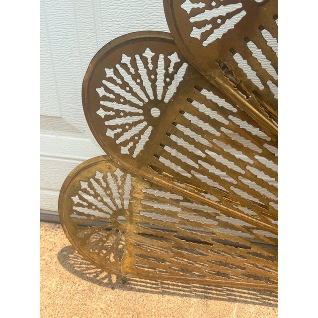Vintage Brass Fireplace Peacock Folding Fan Screen For Sale - Image 10 of 12