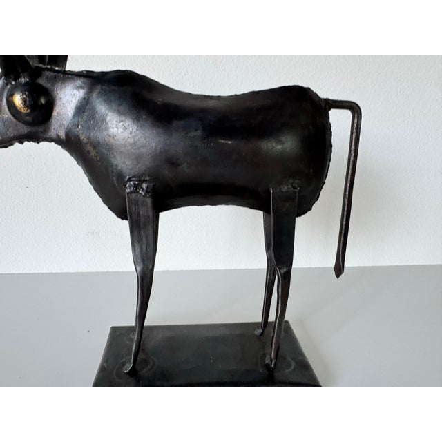 1990s Vintage Handmade Brutalist Metal Bull Sculpture For Sale - Image 5 of 11
