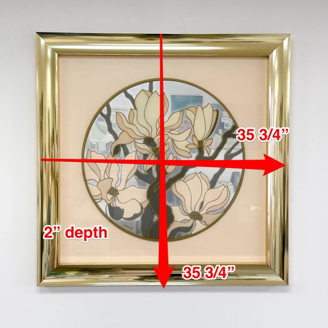 Brass Vintage 1970s Mid Century Modern Brass and Mirror Flower Art For Sale - Image 8 of 8