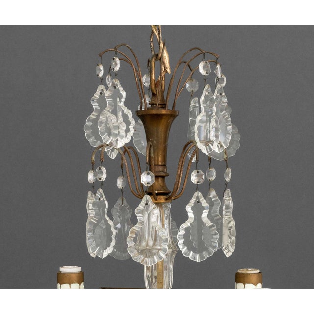 French Empire Style Brass and Crystal Chandelier For Sale - Image 4 of 11